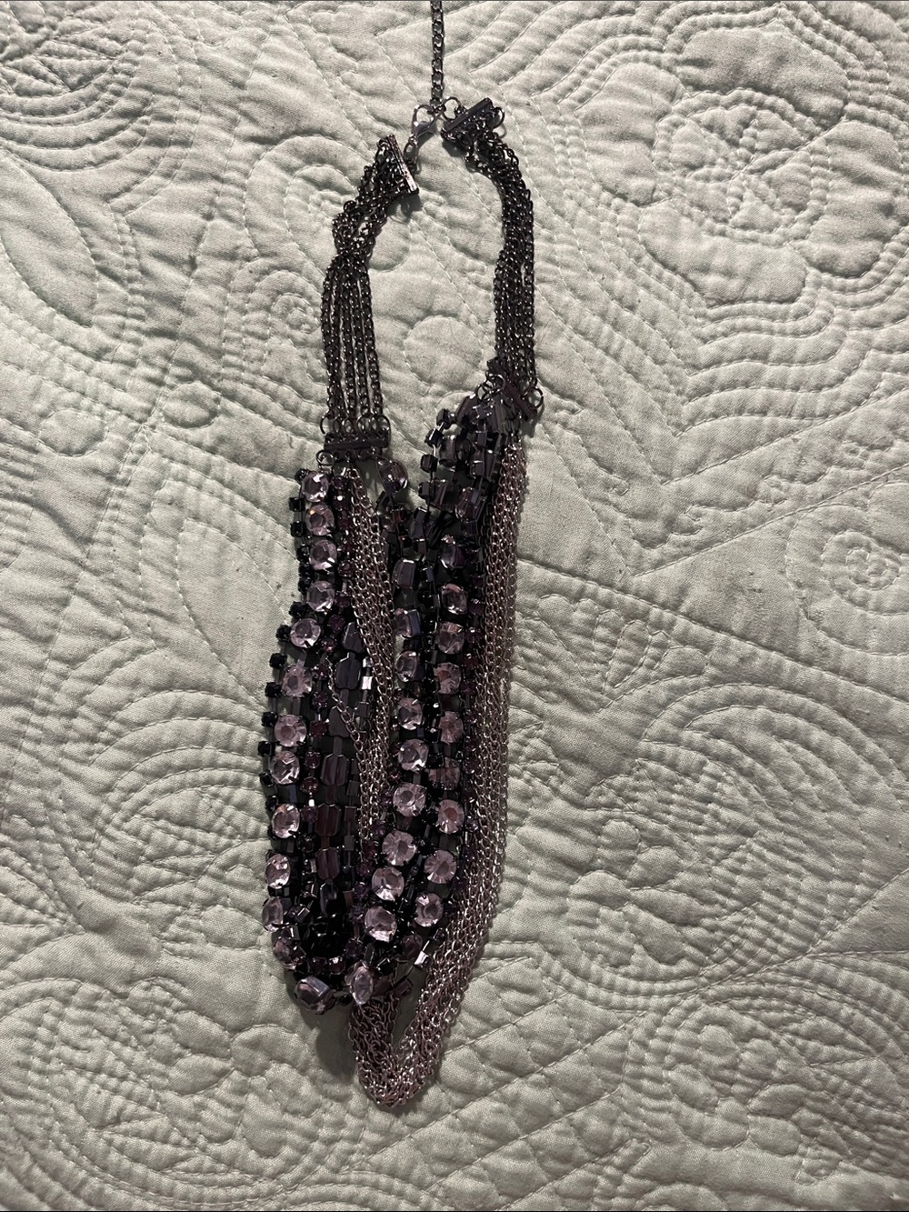 Statement Multi-Strand Purple Crystal Necklace